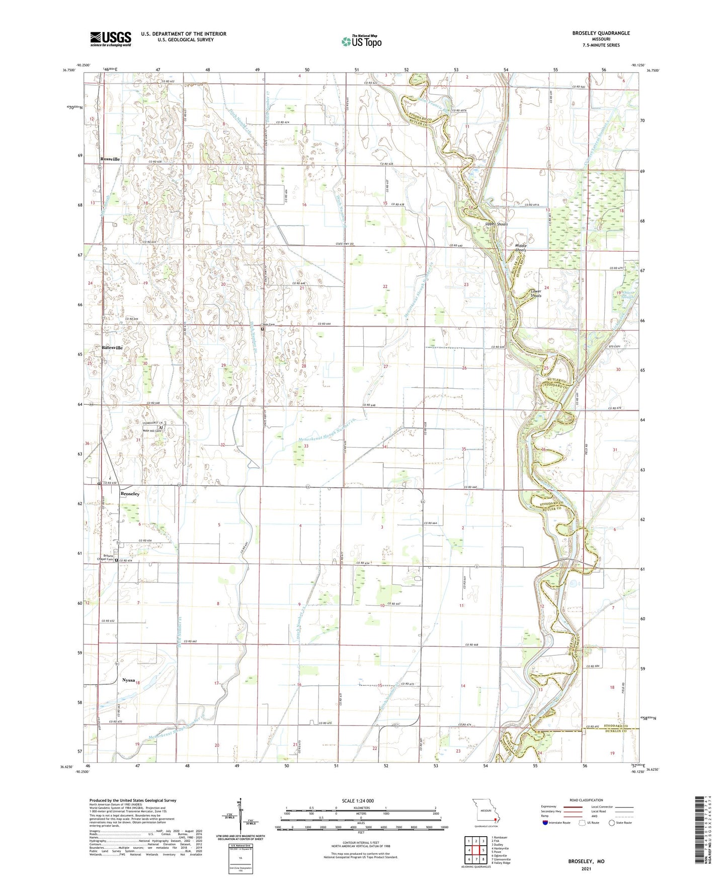 Broseley Missouri US Topo Map Image
