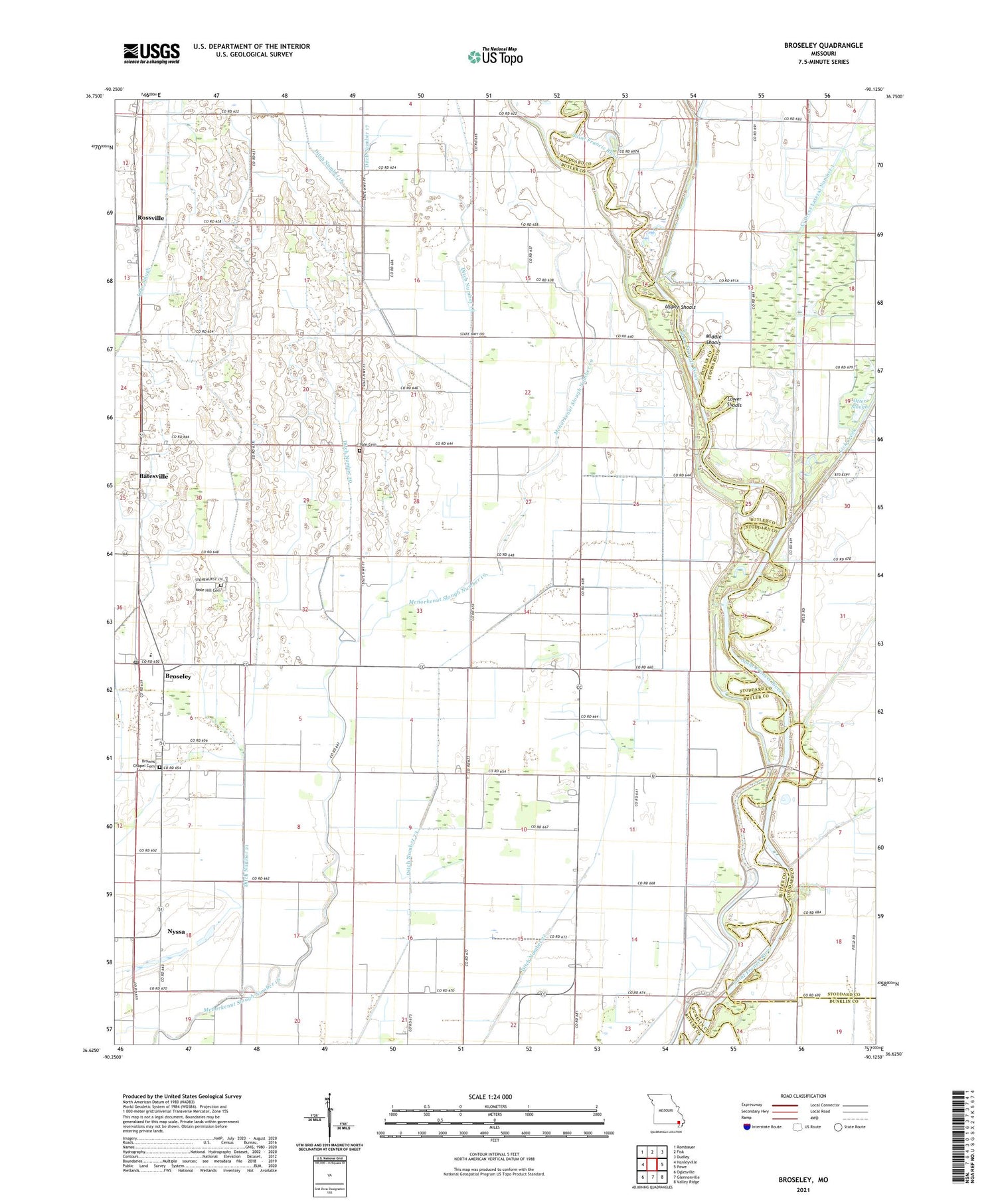 Broseley Missouri US Topo Map Image