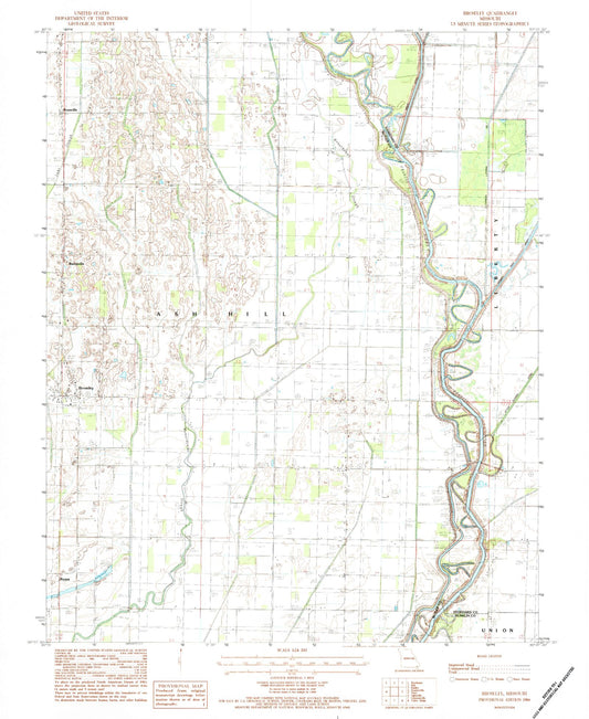 Classic USGS Broseley Missouri 7.5'x7.5' Topo Map Image