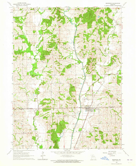 Classic USGS Browning Missouri 7.5'x7.5' Topo Map Image