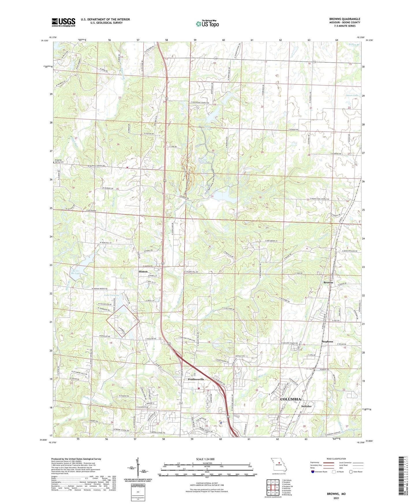 Browns Missouri US Topo Map Image