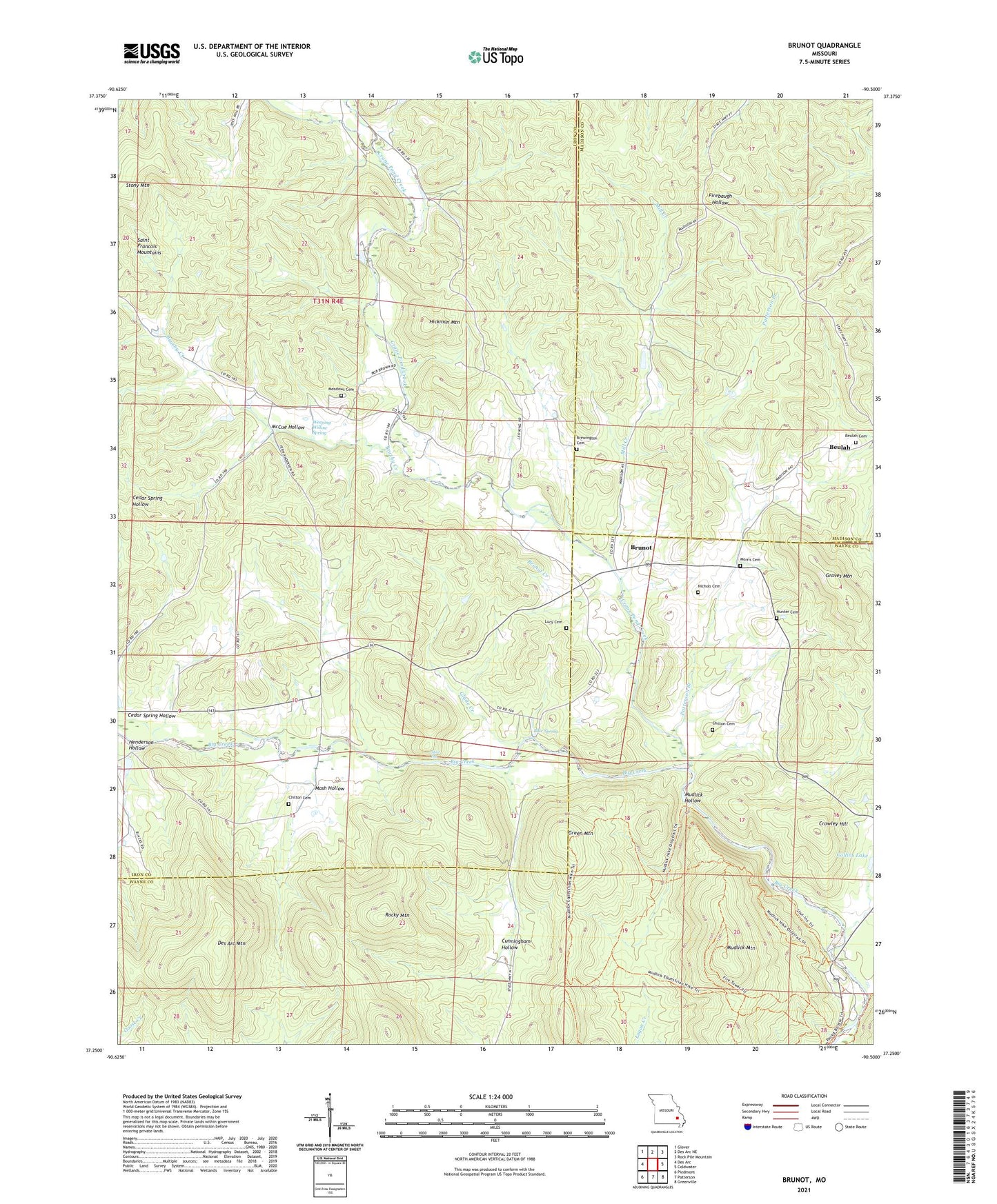 Brunot Missouri US Topo Map Image