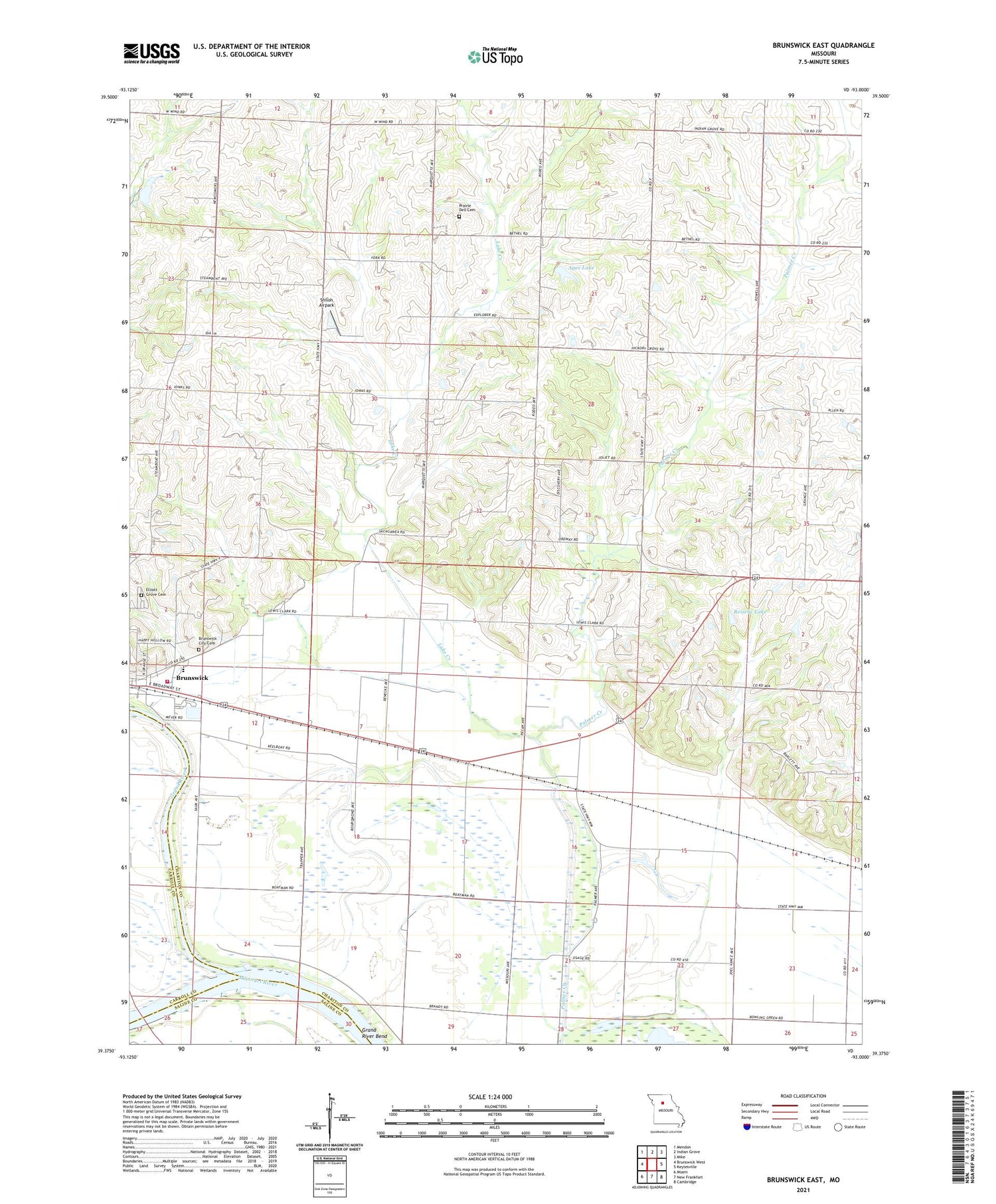 Brunswick East Missouri US Topo Map Image