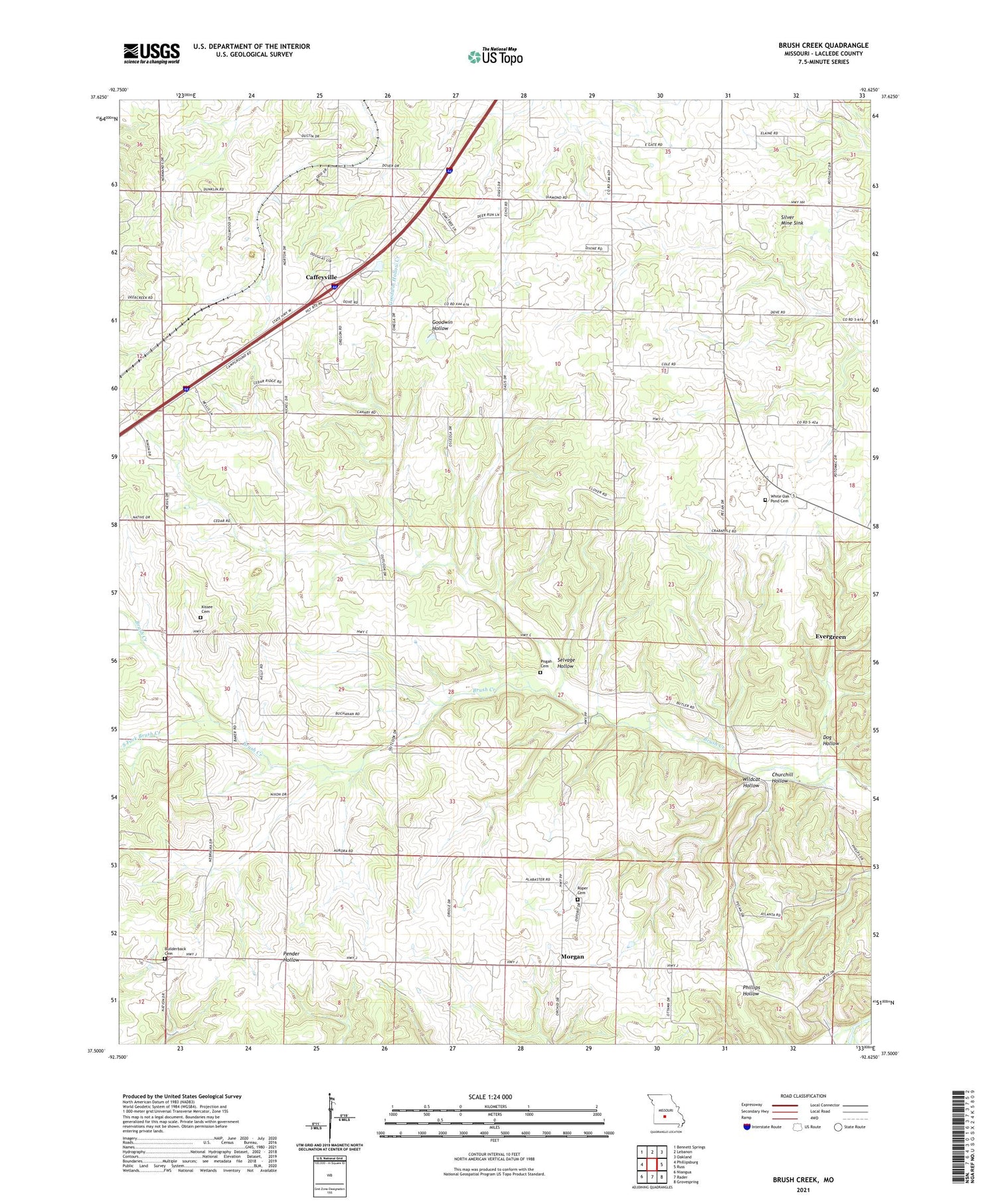 Brush Creek Missouri US Topo Map Image