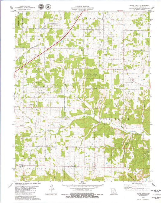 Classic USGS Brush Creek Missouri 7.5'x7.5' Topo Map Image