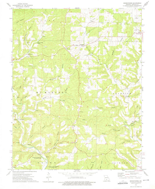 Classic USGS Brushyknob Missouri 7.5'x7.5' Topo Map Image