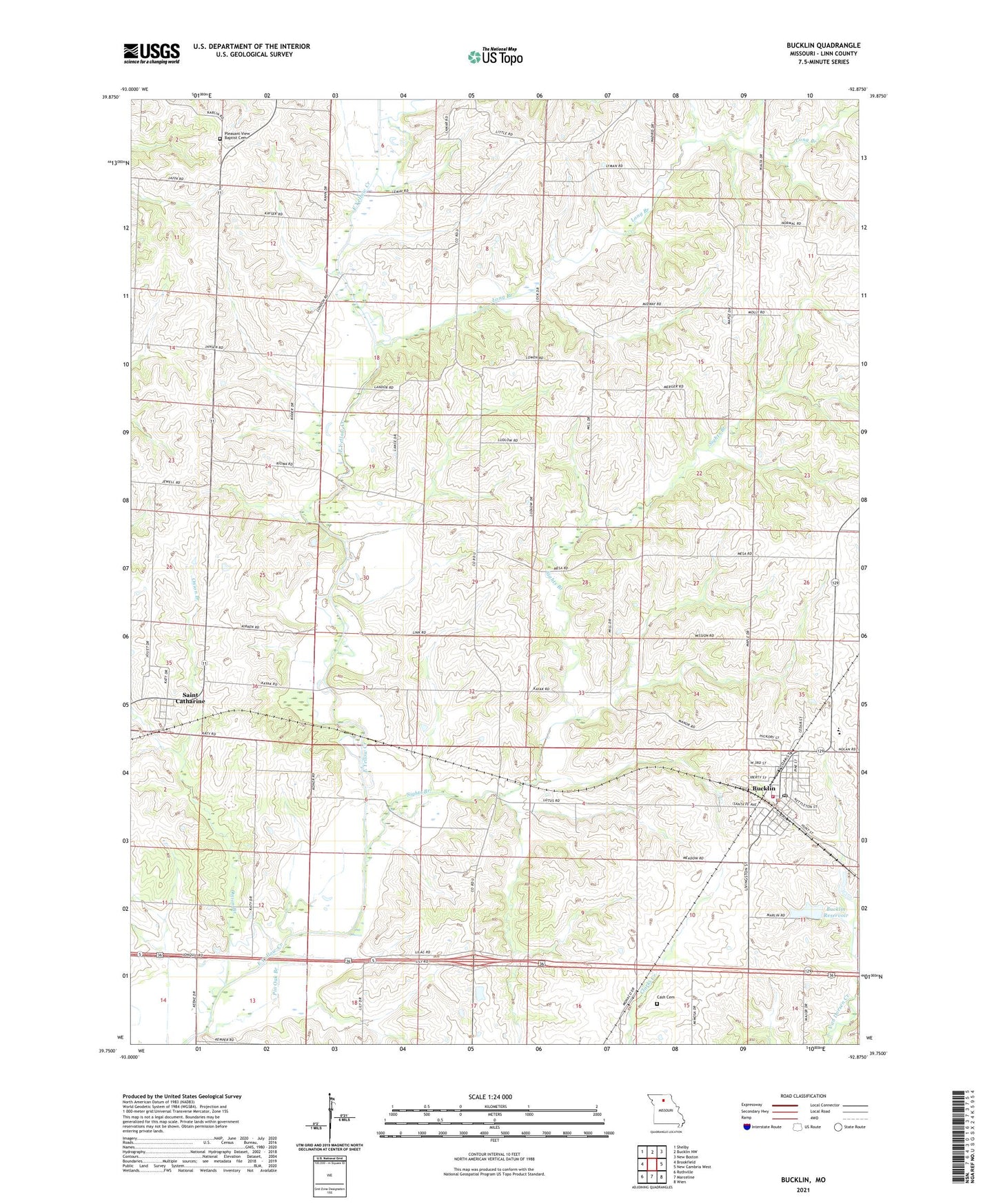 Bucklin Missouri US Topo Map Image
