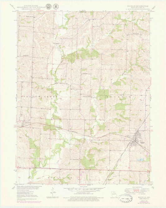 Classic USGS Bucklin Missouri 7.5'x7.5' Topo Map Image