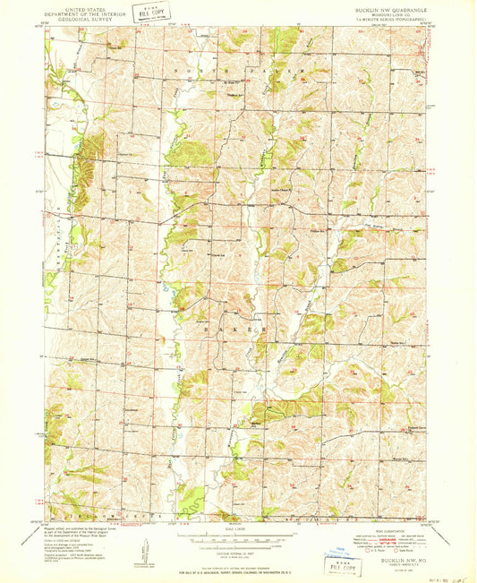 Classic USGS Bucklin NW Missouri 7.5'x7.5' Topo Map Image