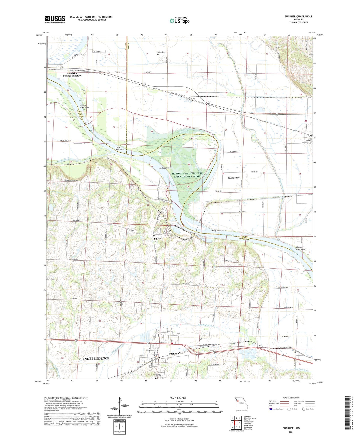 Buckner Missouri US Topo Map Image