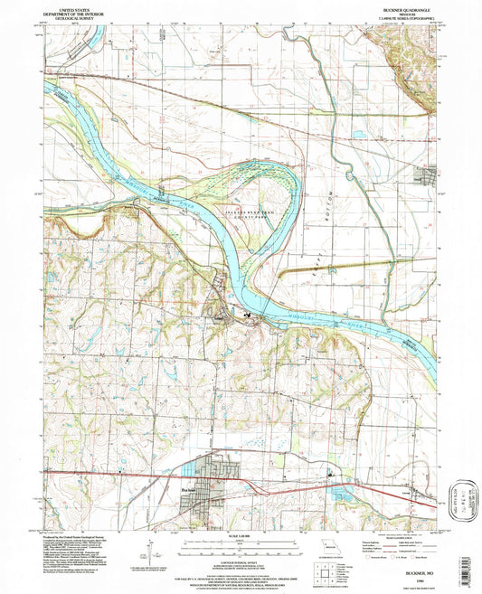 Classic USGS Buckner Missouri 7.5'x7.5' Topo Map Image