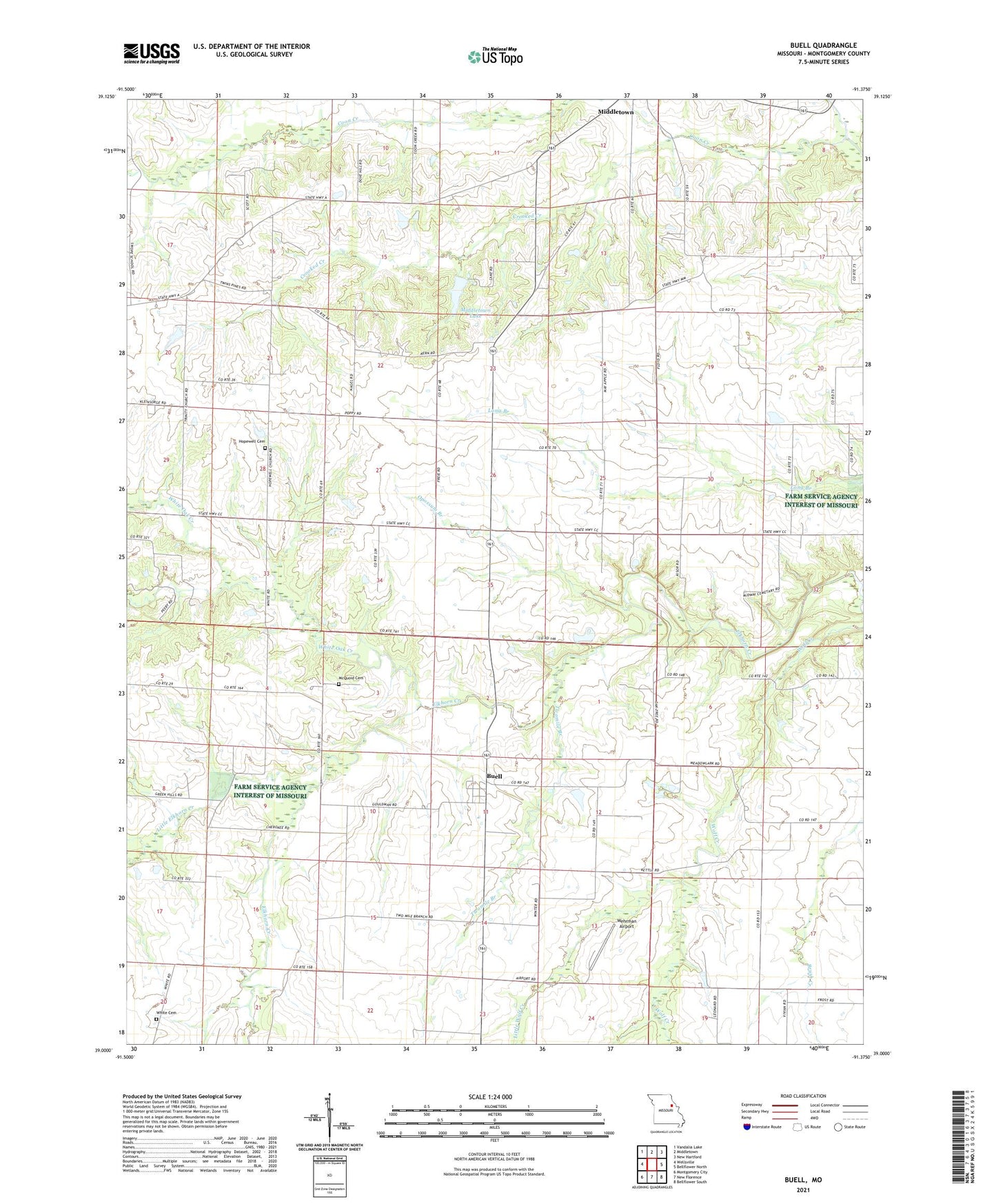 Buell Missouri US Topo Map Image