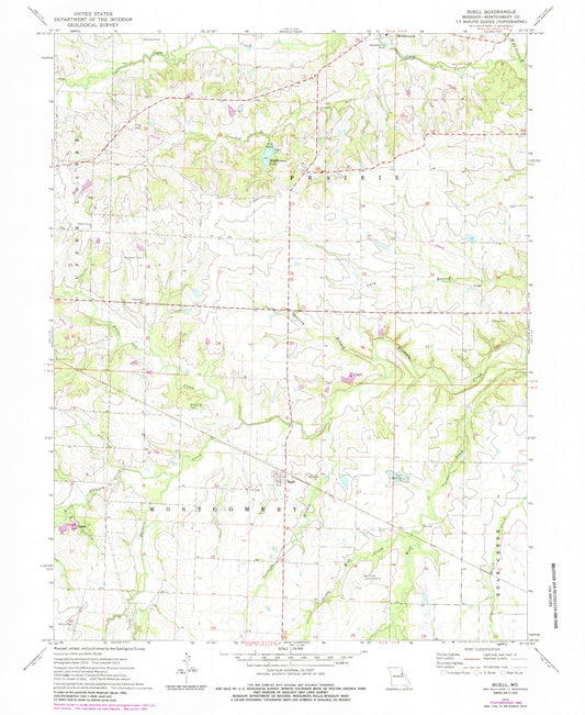 Classic USGS Buell Missouri 7.5'x7.5' Topo Map Image