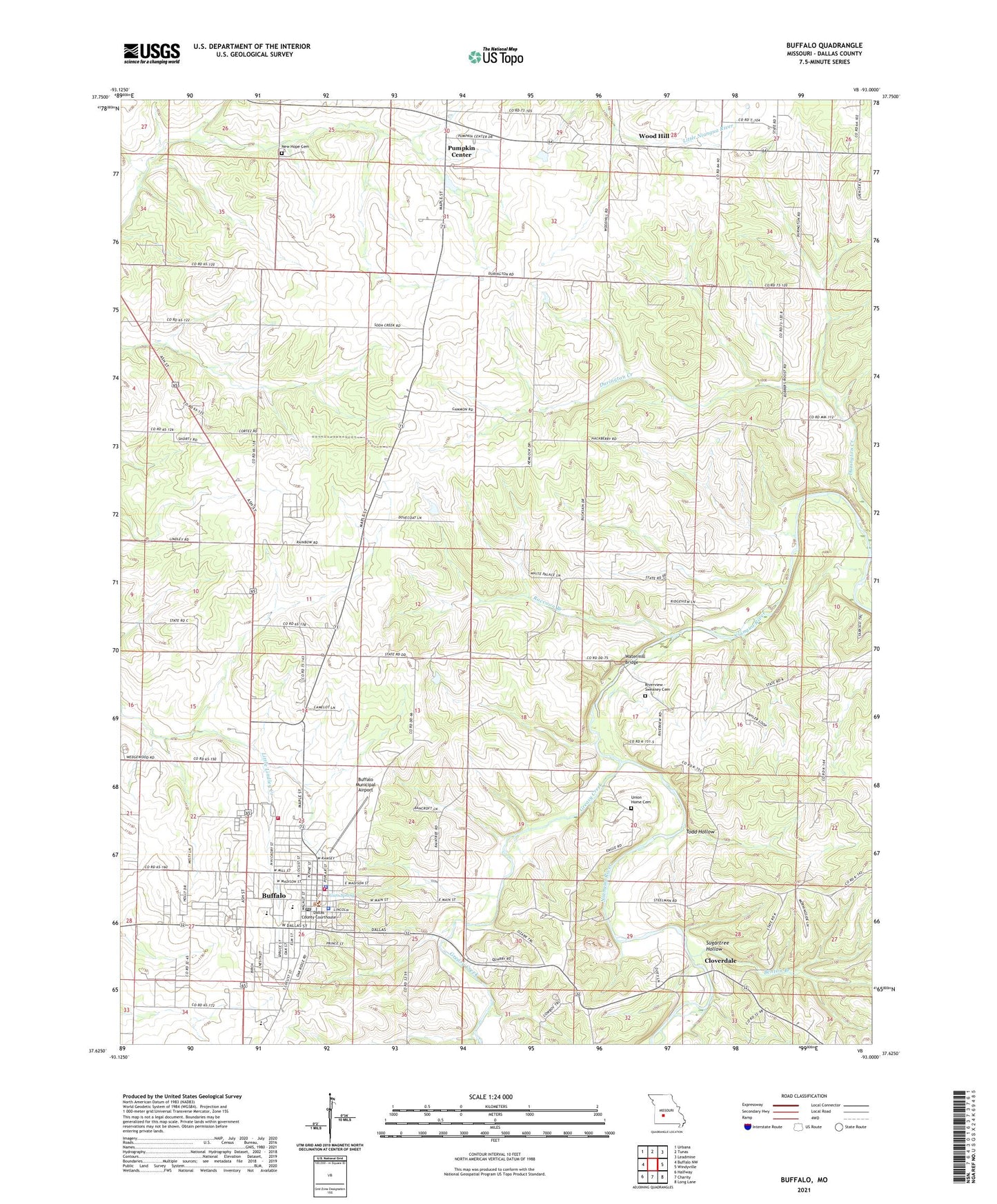 Buffalo Missouri US Topo Map Image