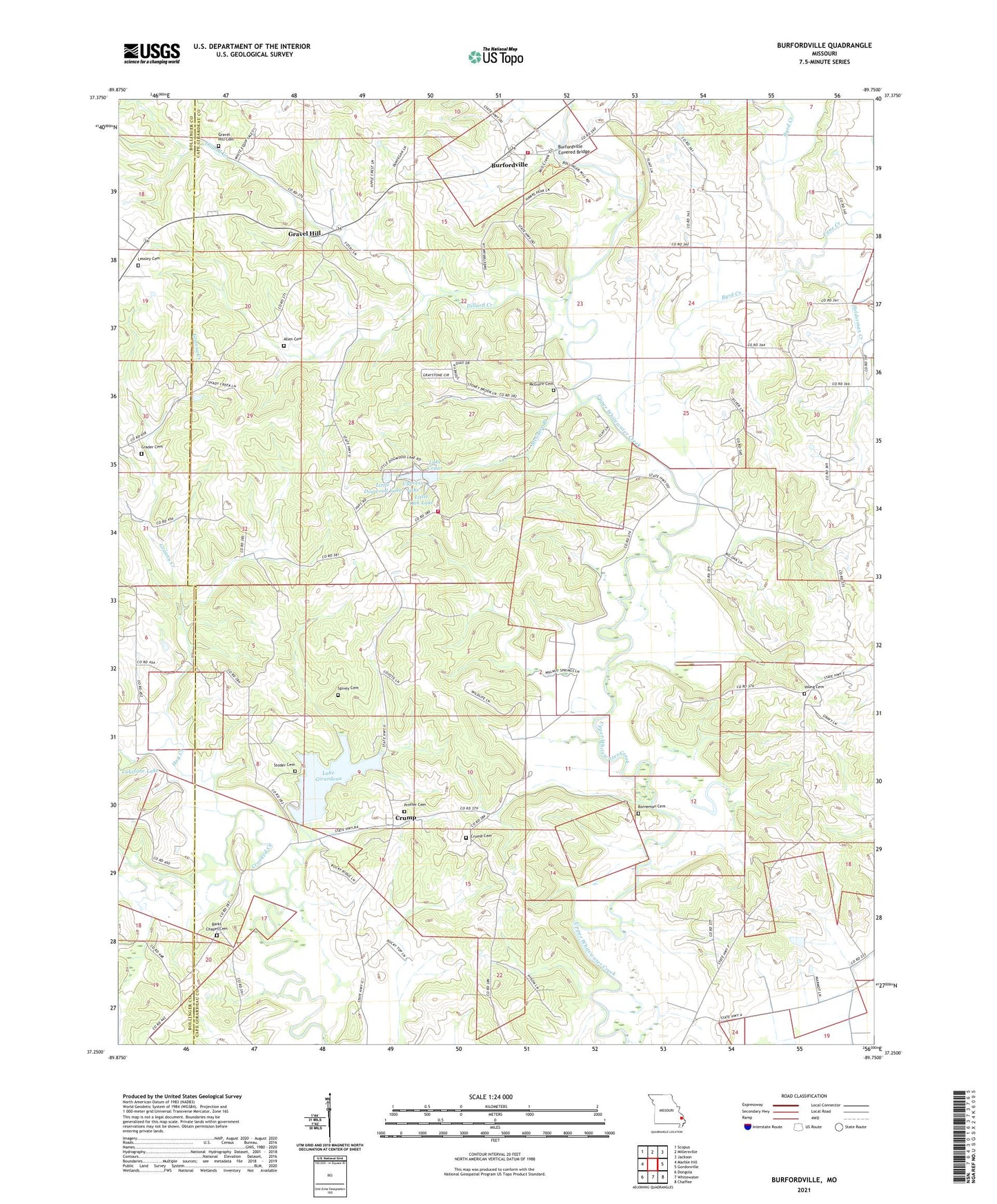 Burfordville Missouri US Topo Map Image
