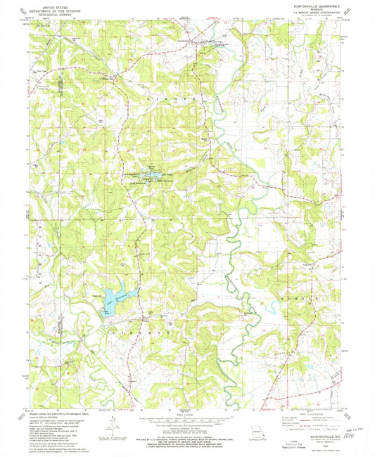Classic USGS Burfordville Missouri 7.5'x7.5' Topo Map Image