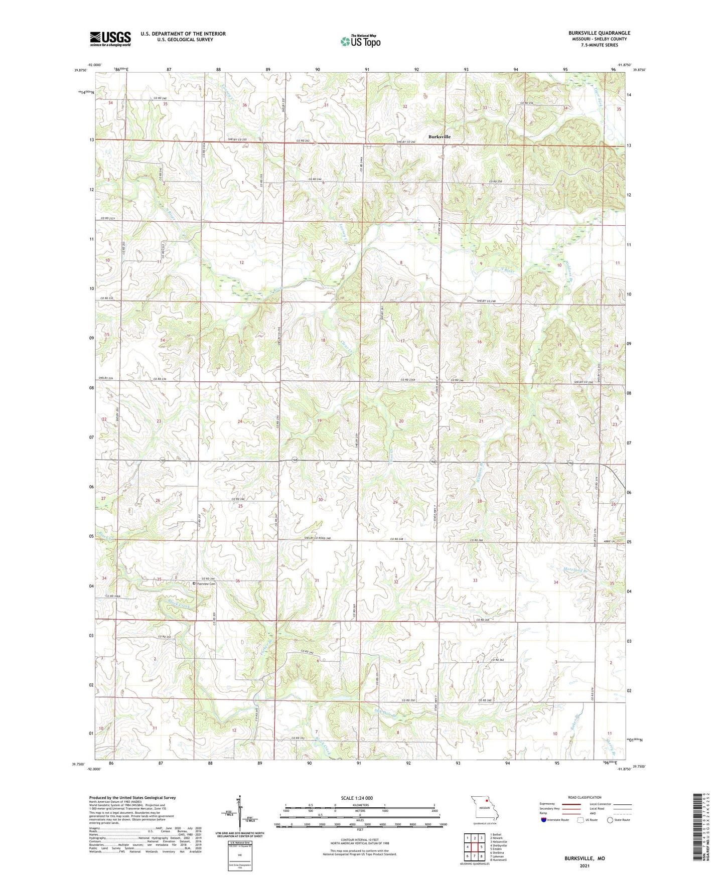 Burksville Missouri US Topo Map Image