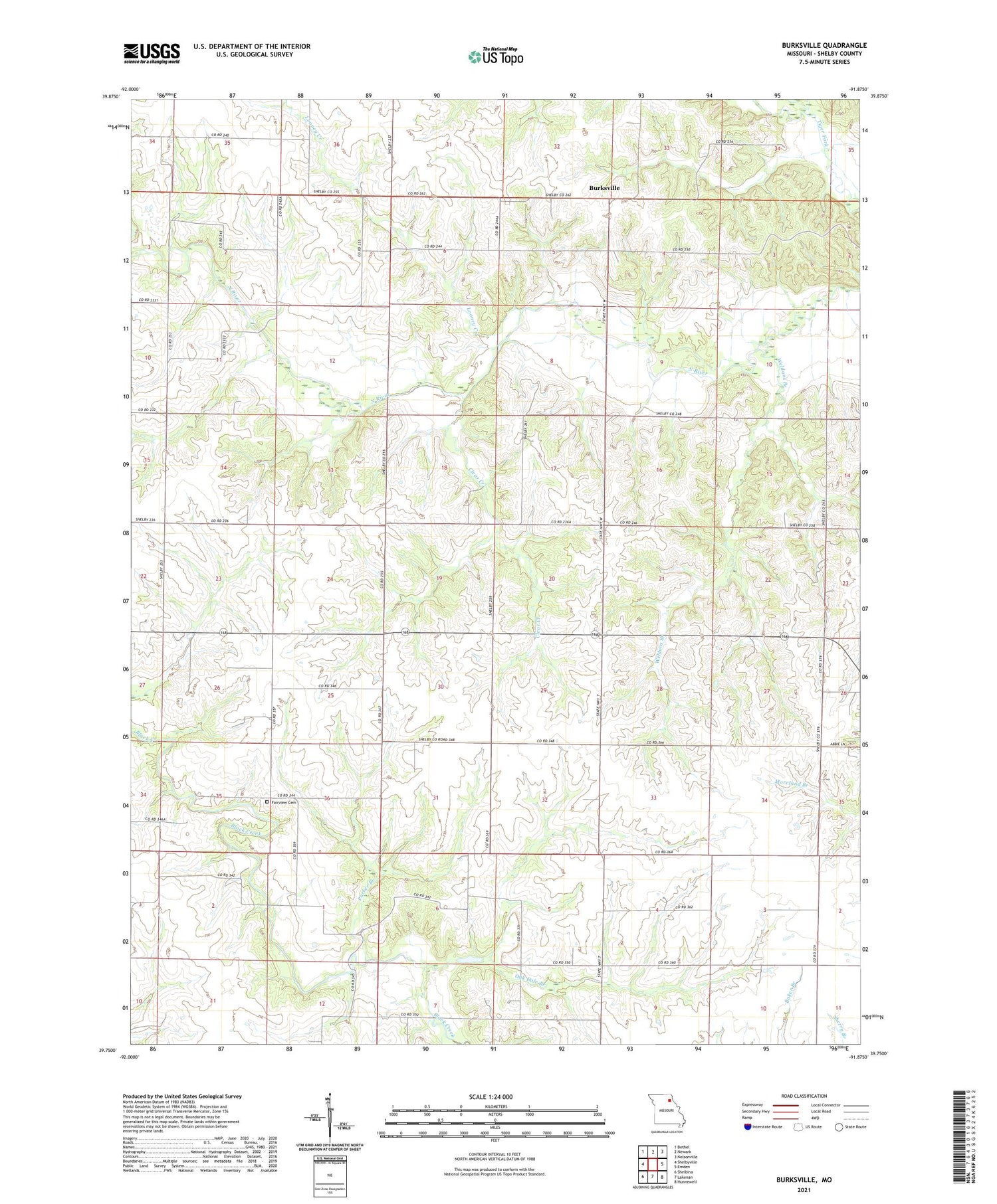 Burksville Missouri US Topo Map Image