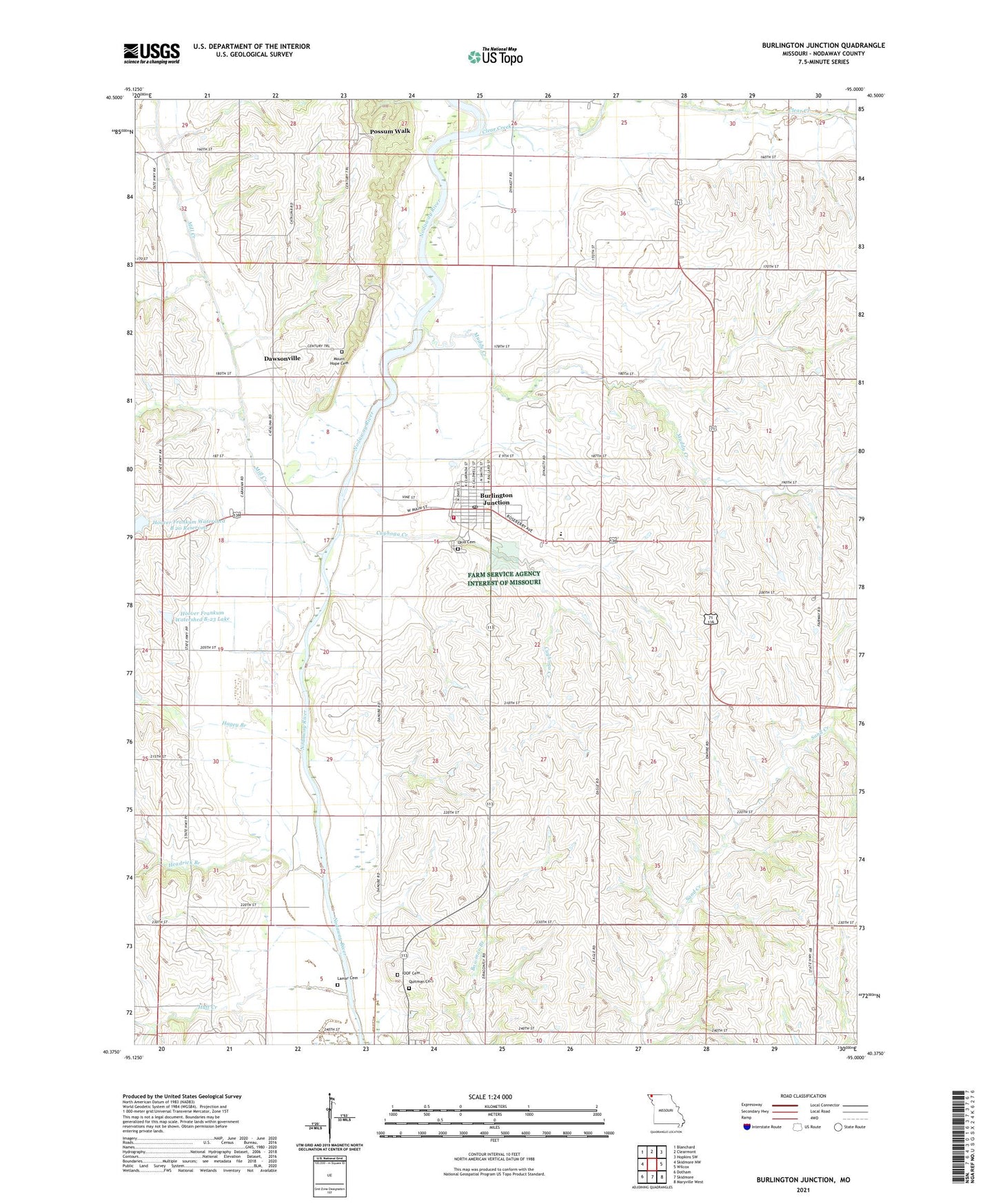 Burlington Junction Missouri US Topo Map Image