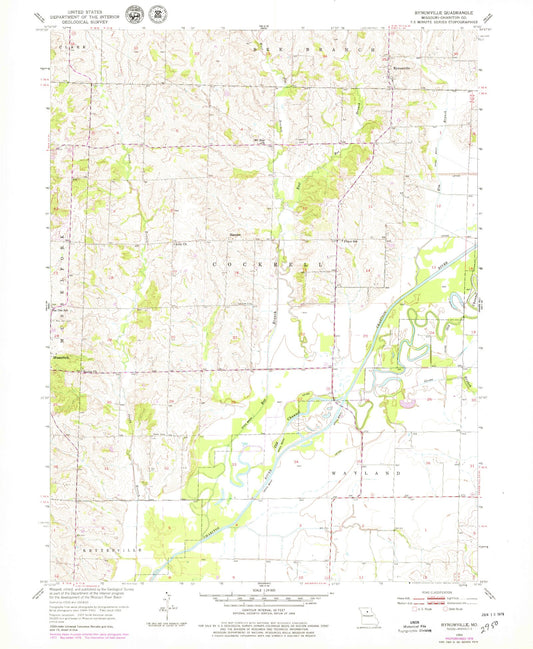 Classic USGS Bynumville Missouri 7.5'x7.5' Topo Map Image