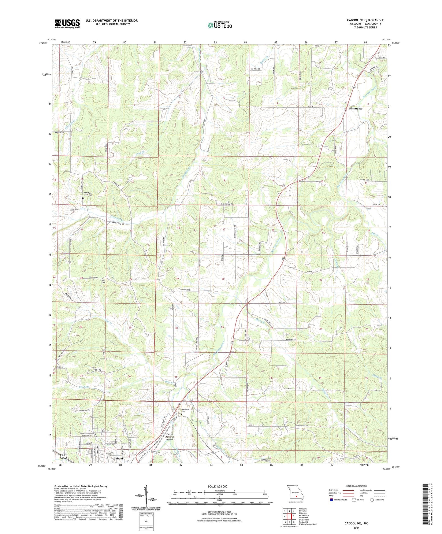 Cabool NE Missouri US Topo Map Image