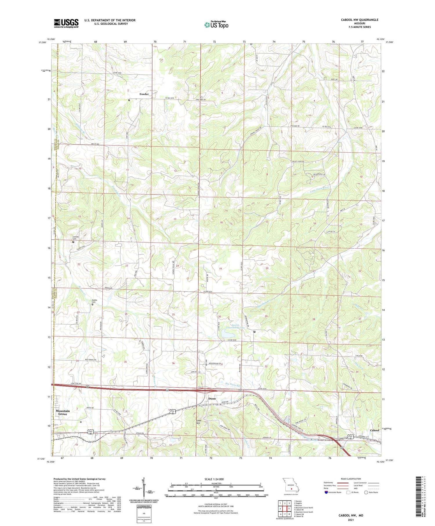 Cabool NW Missouri US Topo Map Image