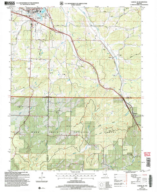 Classic USGS Cabool SE Missouri 7.5'x7.5' Topo Map Image