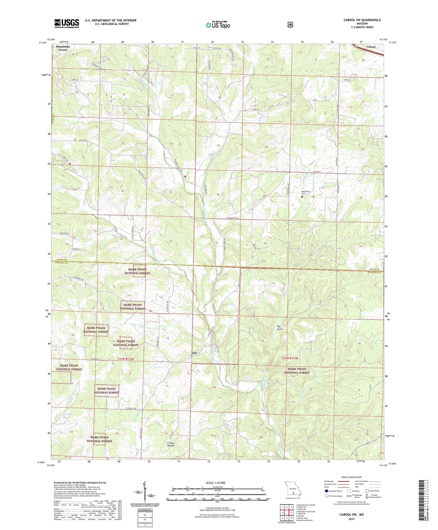 Cabool SW Missouri US Topo Map Image