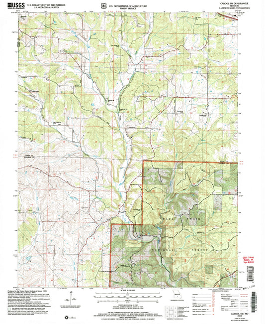 Classic USGS Cabool SW Missouri 7.5'x7.5' Topo Map Image