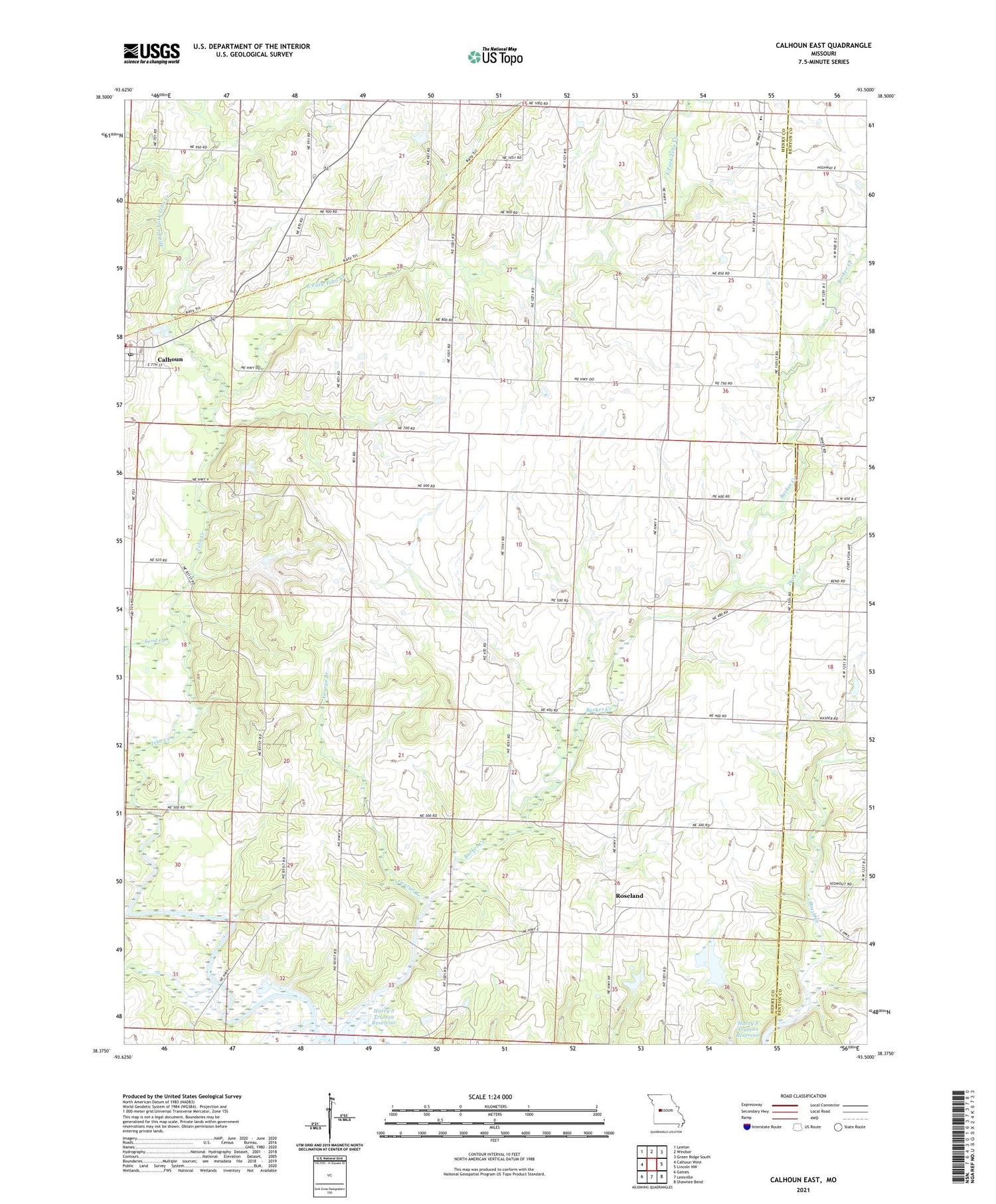 Calhoun East Missouri US Topo Map Image