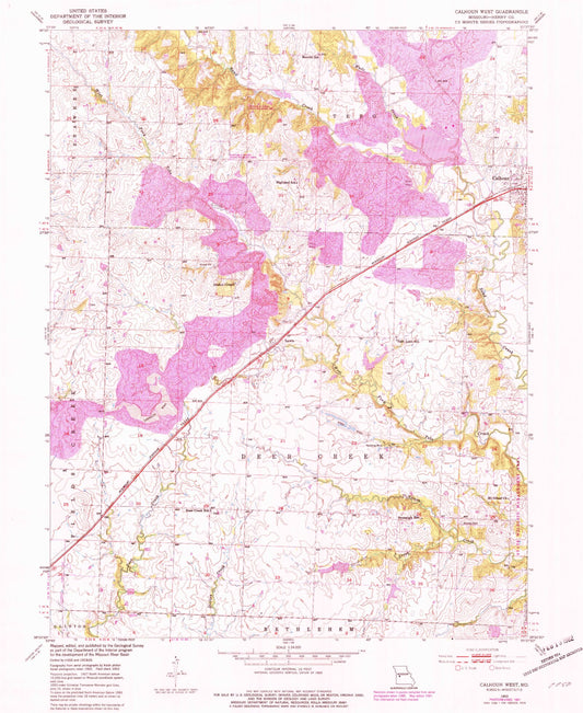 Classic USGS Calhoun West Missouri 7.5'x7.5' Topo Map Image