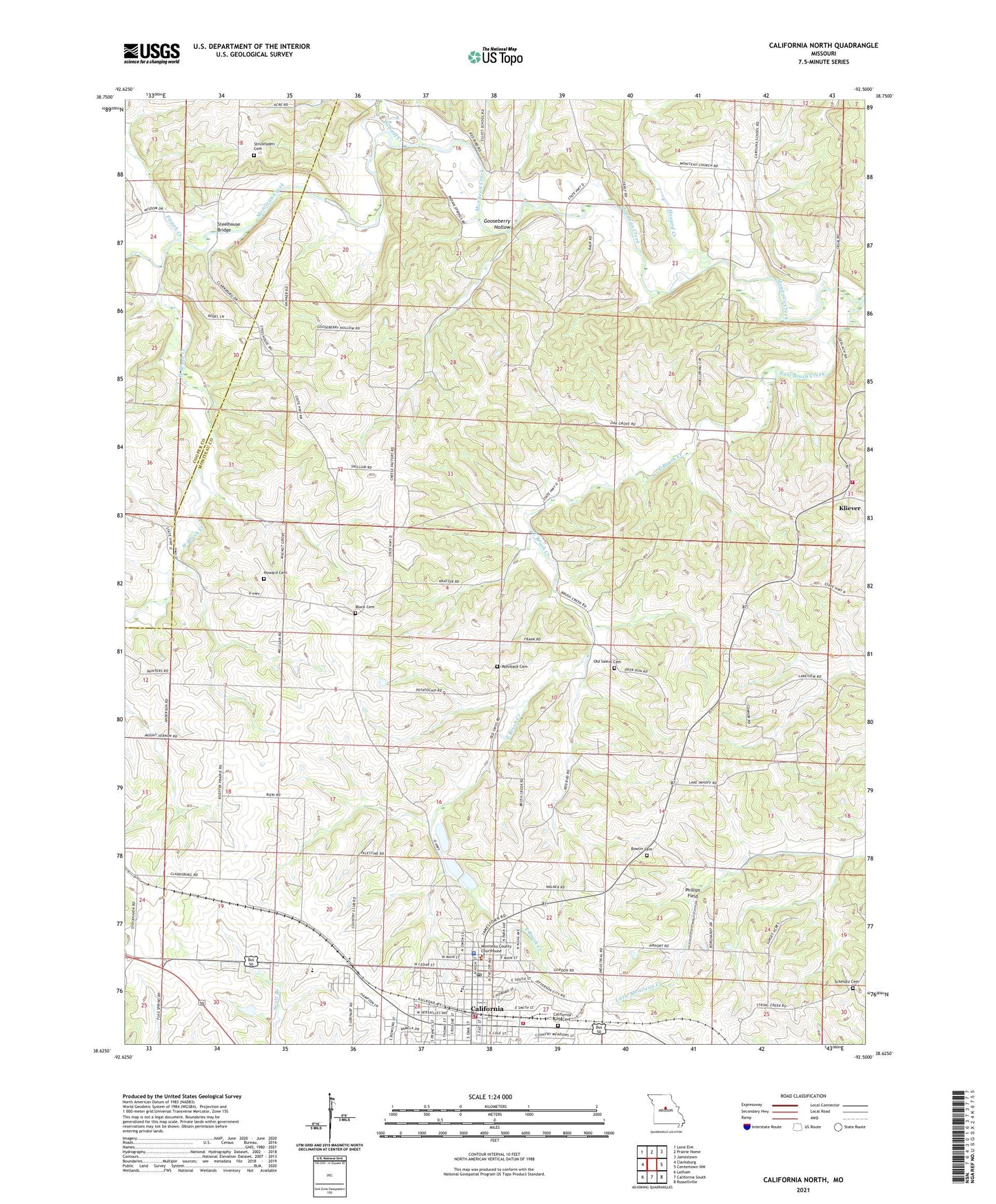 California North Missouri US Topo Map Image