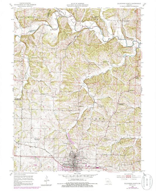 Classic USGS California North Missouri 7.5'x7.5' Topo Map Image