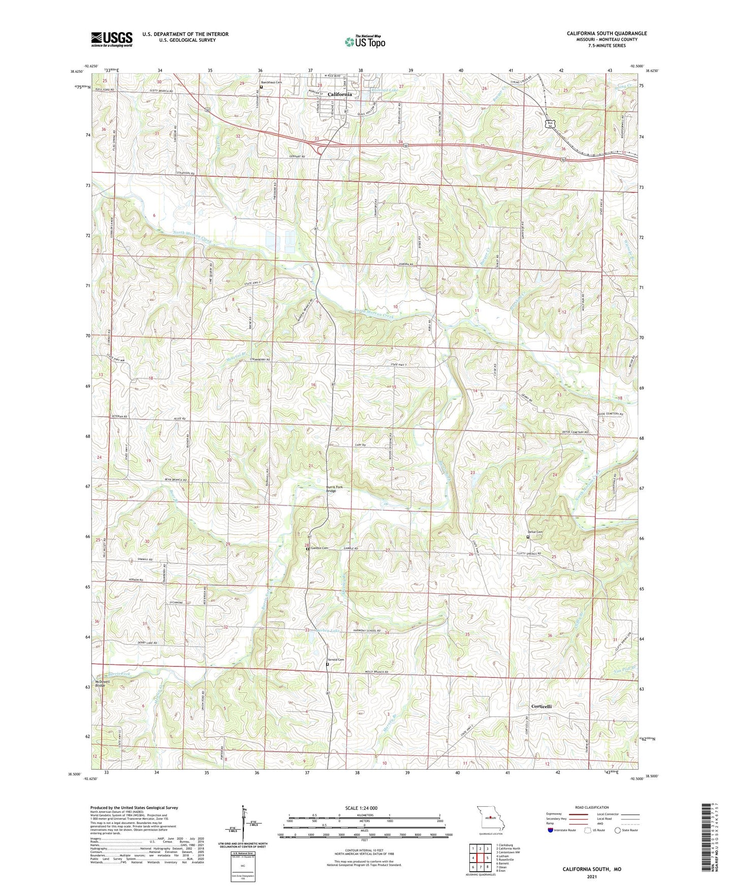California South Missouri US Topo Map Image