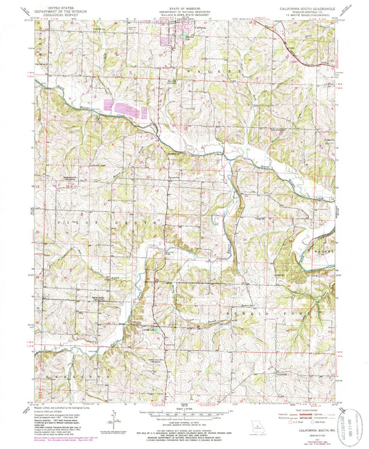 Classic USGS California South Missouri 7.5'x7.5' Topo Map Image