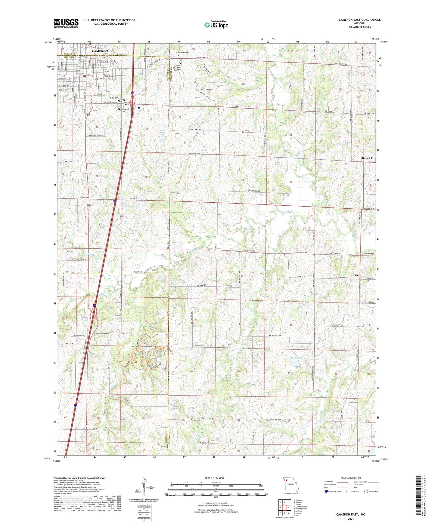 Cameron East Missouri US Topo Map Image