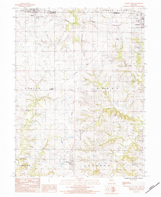 Classic USGS Cameron West Missouri 7.5'x7.5' Topo Map Image