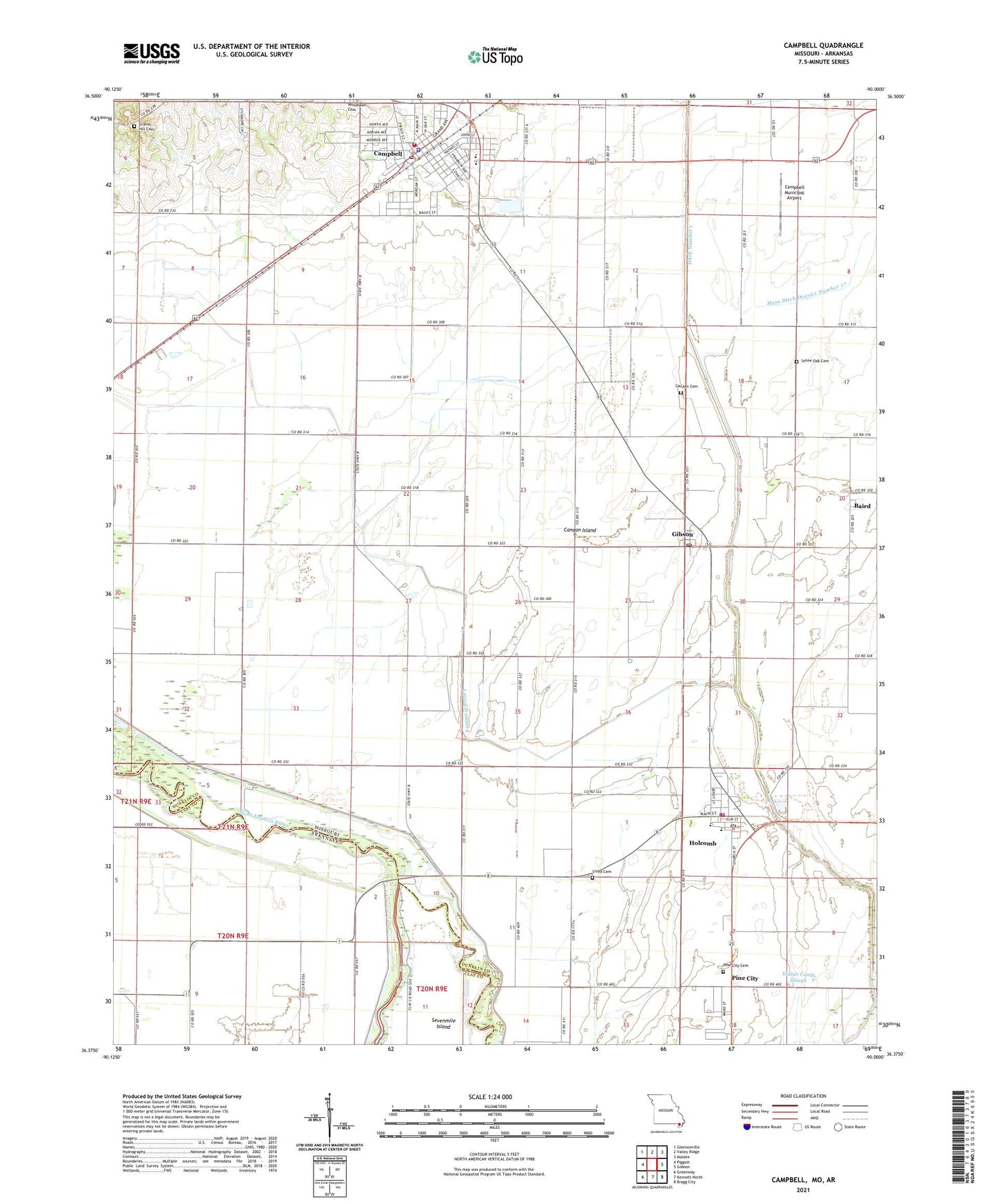 Campbell Missouri US Topo Map Image