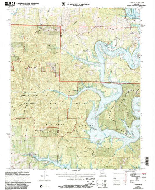 Classic USGS Cape Fair Missouri 7.5'x7.5' Topo Map Image