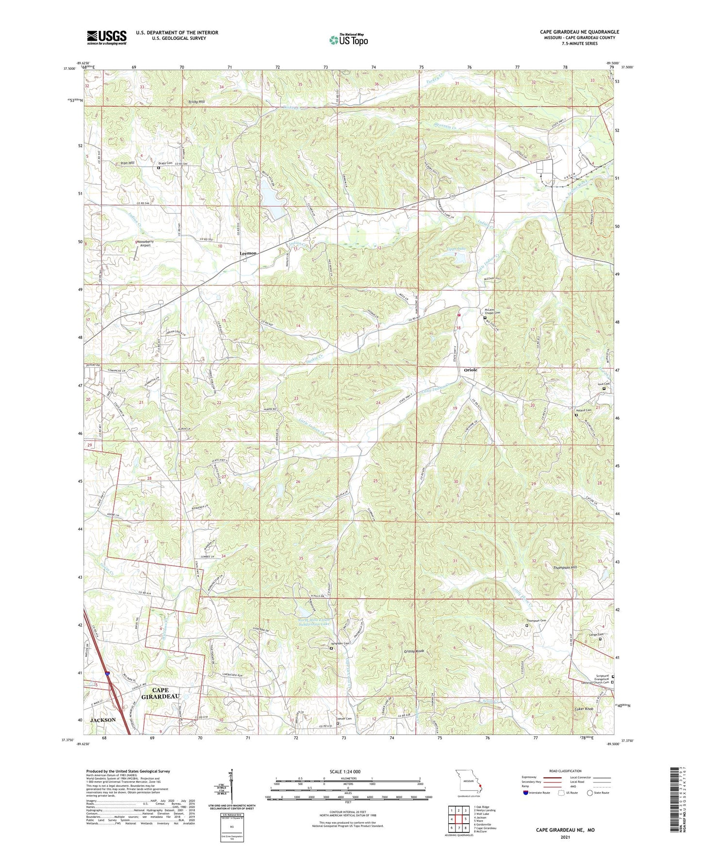 Cape Girardeau NE Missouri US Topo Map Image