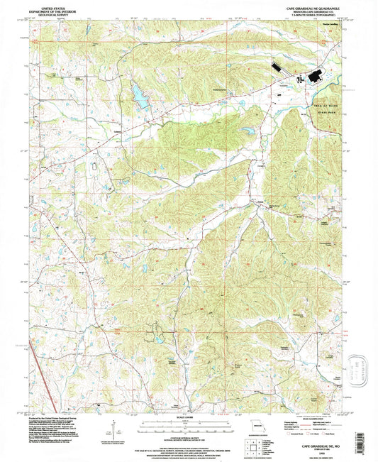 Classic USGS Cape Girardeau NE Missouri 7.5'x7.5' Topo Map Image