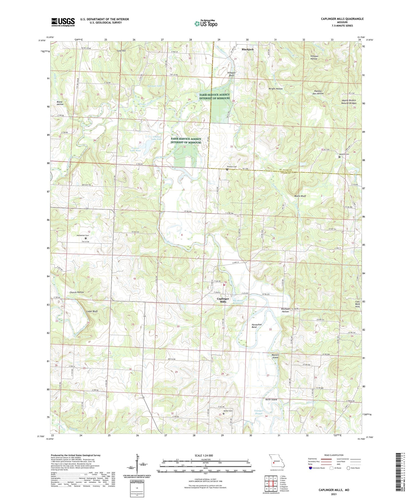 Caplinger Mills Missouri US Topo Map Image