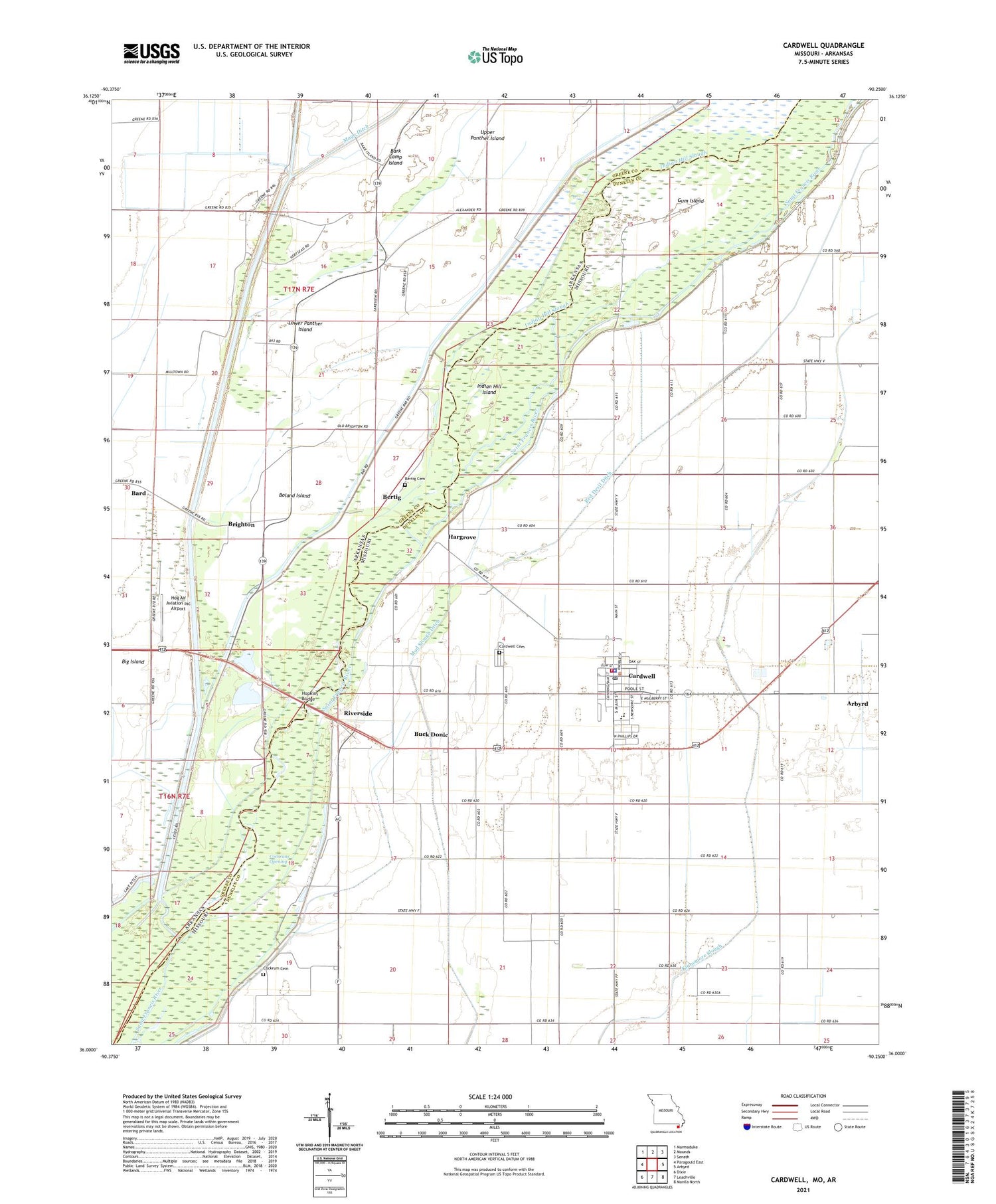Cardwell Missouri US Topo Map Image