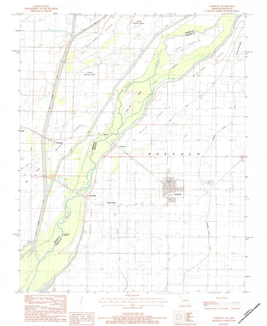 Classic USGS Cardwell Missouri 7.5'x7.5' Topo Map Image