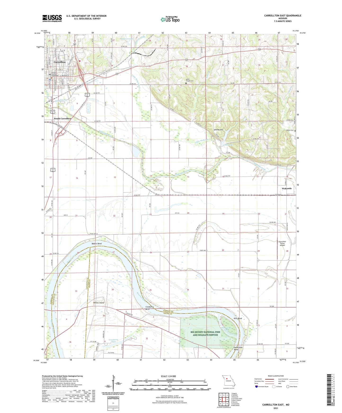 Carrollton East Missouri US Topo Map Image