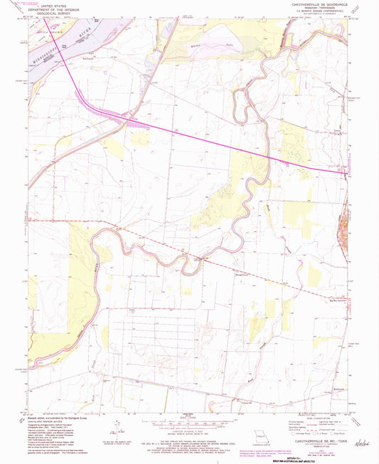 Classic USGS Caruthersville SE Tennessee 7.5'x7.5' Topo Map Image