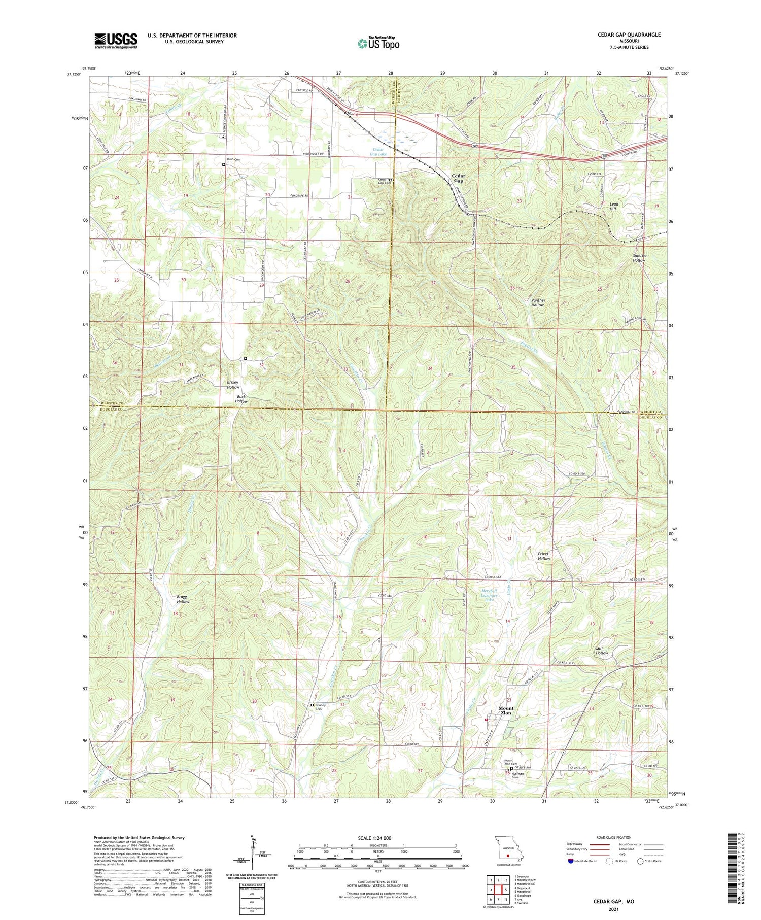 Cedar Gap Missouri US Topo Map Image