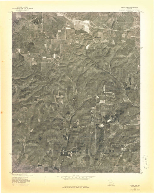 Classic USGS Cedar Gap Missouri 7.5'x7.5' Topo Map Image