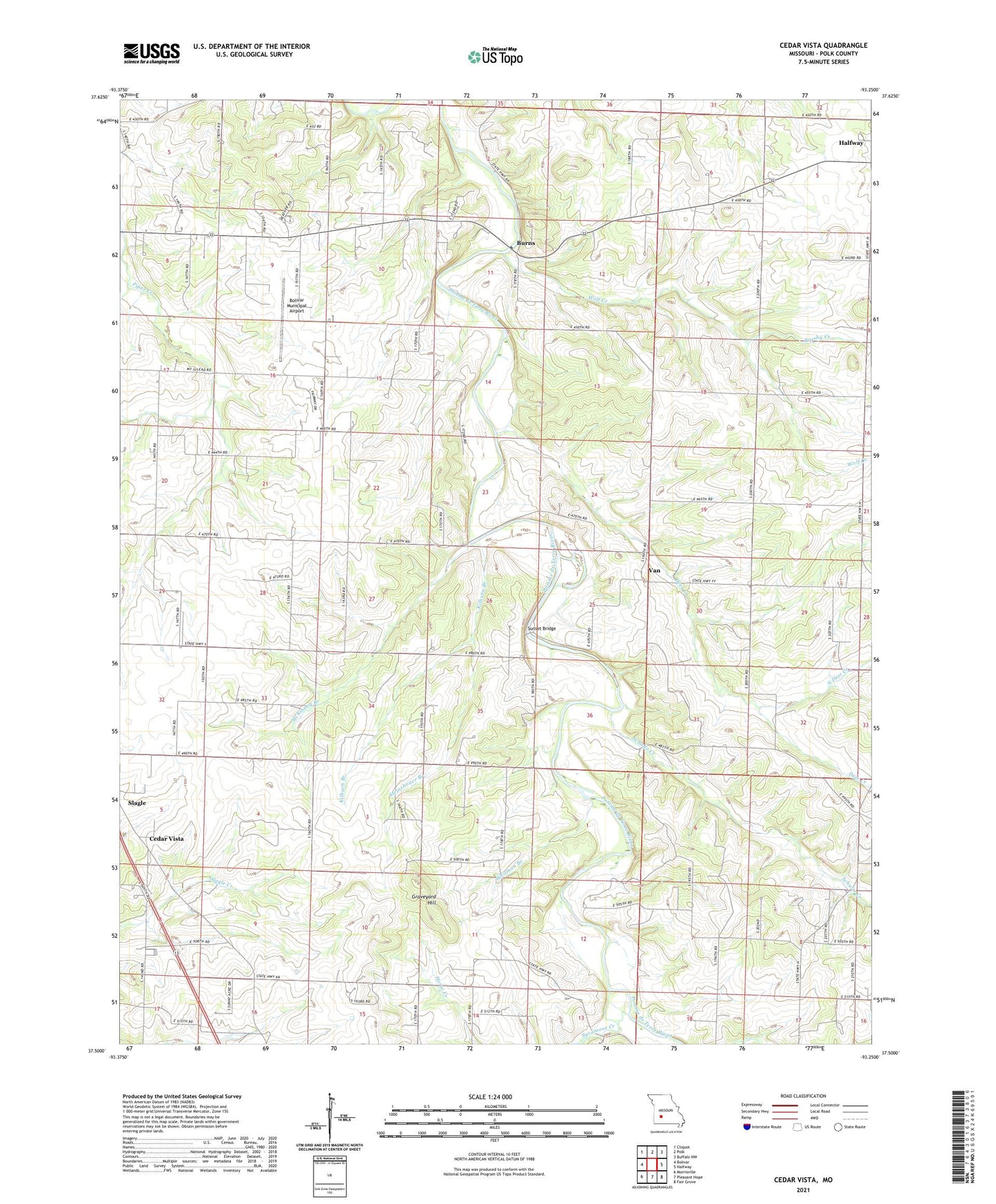 Cedar Vista Missouri US Topo Map Image