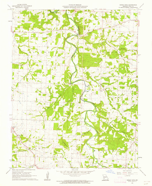 Classic USGS Cedar Vista Missouri 7.5'x7.5' Topo Map Image